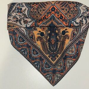Boutique Paisley Bandana Scarf in Orange and Navy